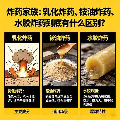 麻章炸药家族：乳化炸药、铵油炸药、水胶炸药到底有什么区别？